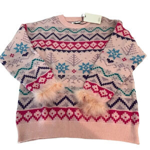 Klesis Winter Wonderland Snow Princess Sweater w/Feather Puff Cuffs Size M/L NWT